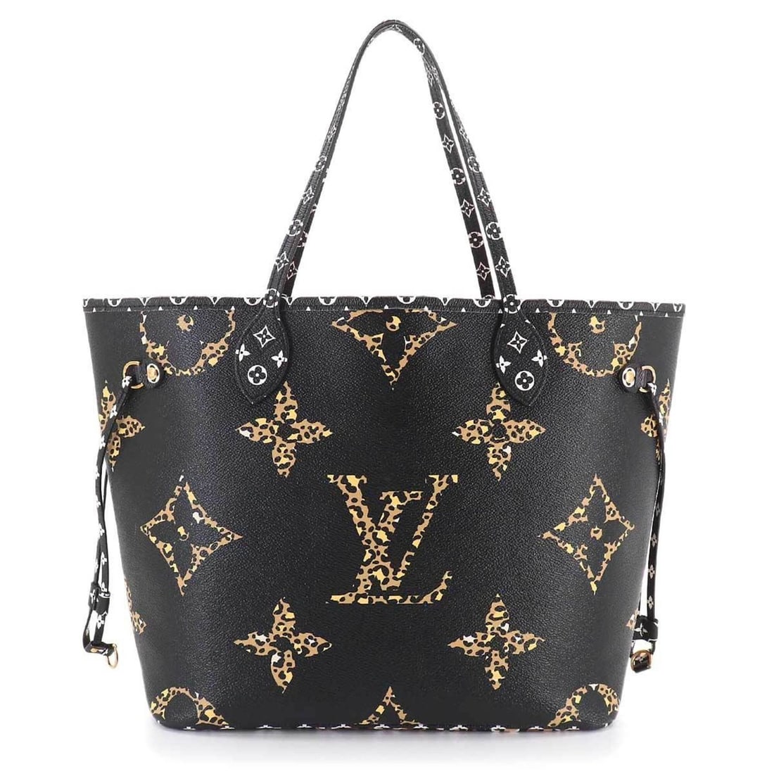 Louis Vuitton Neverfull MM Monogram Jungle Tote Handbag Noir M44676: --- Catalog ---Category: SizeSize (HxWxD): 28.5cm x 45cm x 16cm / 11.22'' x 17.71'' x 6.29''Category: DesignType: Handbag, Tote bagColor: NoirGender: Men,WomenMaterial: Monogram , Canvas Category: Gen
