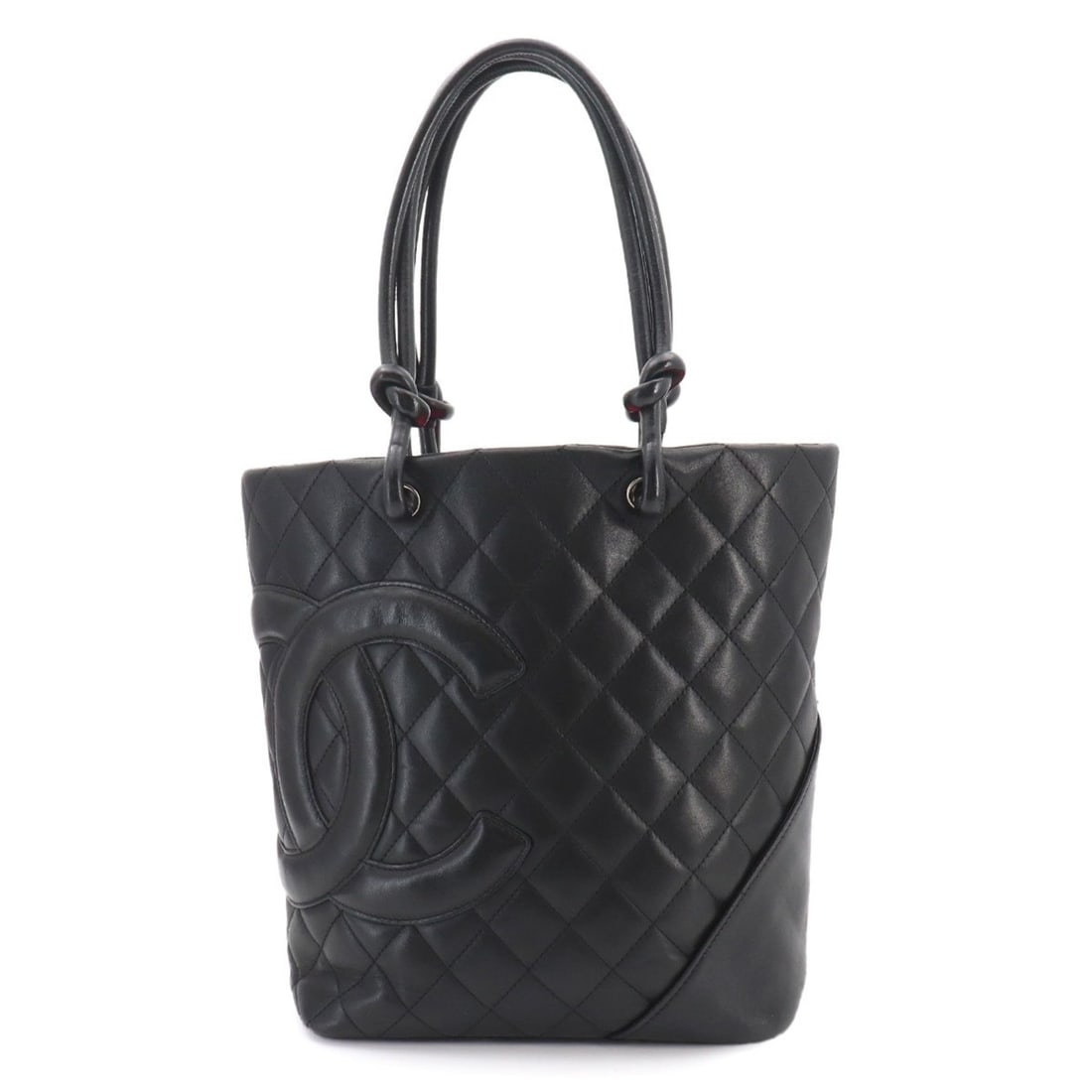 Chanel Cambon Line Medium Tote Handbag, Calfskin, Black, A25167, Silver Hardware.: --- Catalog ---Category: SizeSize (HxWxD): 24cm x 20cm x 11.5cm / 9.44'' x 7.87'' x 4.52''Category: DesignType: Handbag, Tote bagColor: BlackGender: WomenMaterial: Leather Leather/Fur Type: CalfskinCa