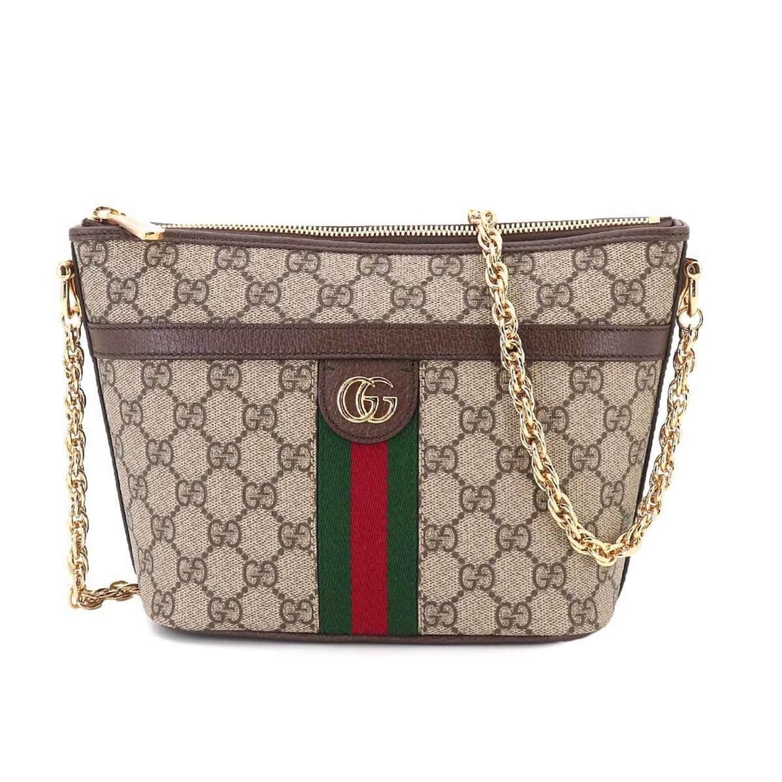 Gucci Ophidia Chain Shoulder Handbag, GG Supreme Canvas, Leather, Beige/Brown, 781397 Bag: --- Catalog ---Category: SizeSize (HxWxD): 17cm x 20cm x 11cm / 6.69'' x 7.87'' x 4.33''Category: DesignType: Handbag, Shoulder bagColor: Beige, BrownGender: WomenMaterial: GG Supreme , Canvas , Leath