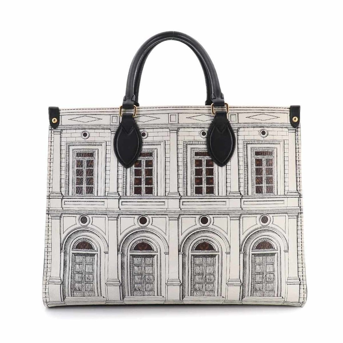 Louis Vuitton Onthego MM Fornasetti 2-way Tote Shoulder Handbag Monogram Leather White Black M59264: --- Catalog ---Category: SizeSize (HxWxD): 26cm x 34cm x 14.5cm / 10.23'' x 13.38'' x 5.7''Category: DesignType: Handbag, Tote bagColor: Black, Monogram, WhiteGender: Women,MenMaterial: Monogram , Can