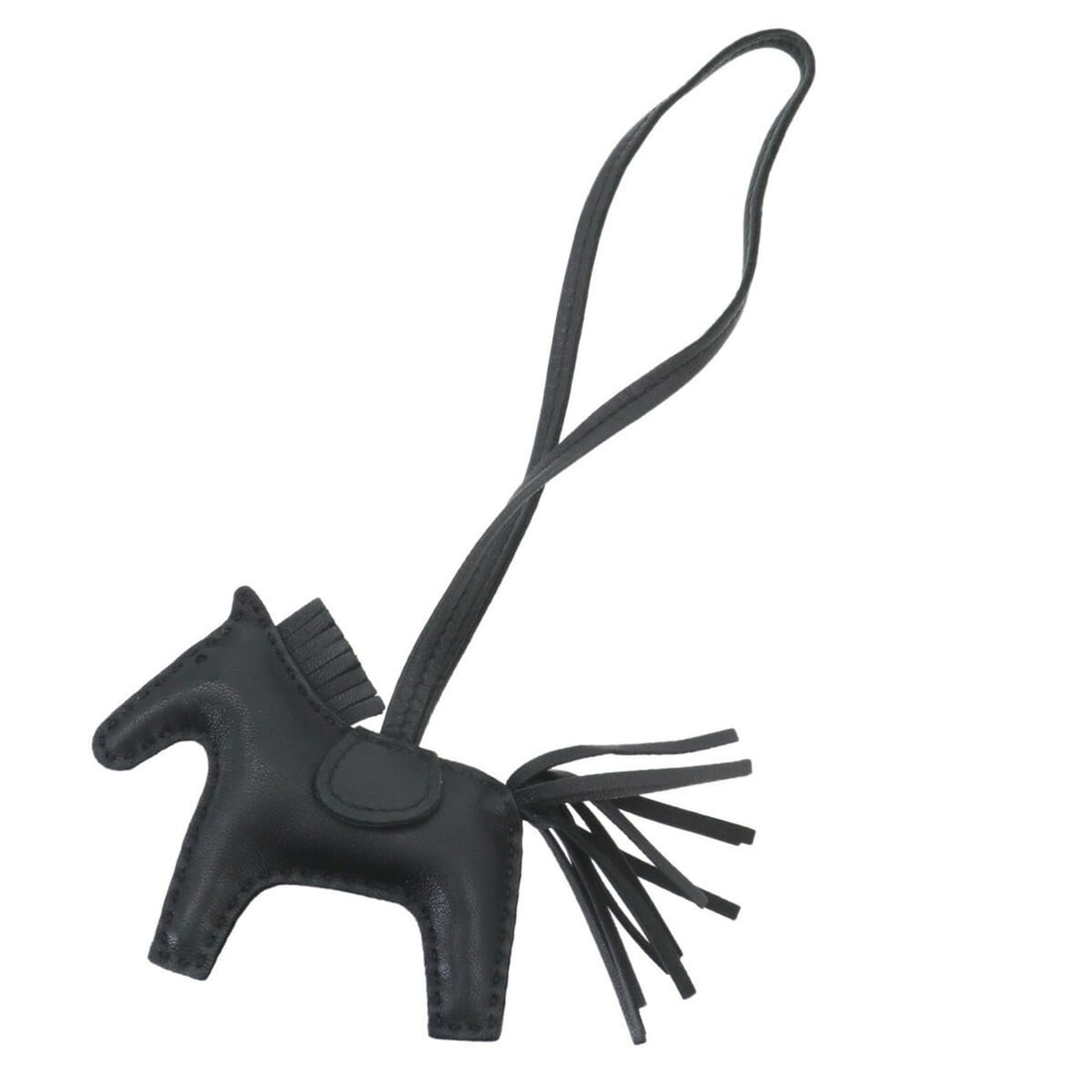 Hermes Rodeo PM So Black Accessory Bag Charm (Agneau Milo): --- Catalog ---Category: SizeChain Length: 180.00mm / 7.09''Size (HxWxD): 75.00mm x 125.00mm / 2.95'' x 4.92''Category: DesignType: Handbag charmColor: BlackGender: Women,MenMaterial: Agneau MiloCateg