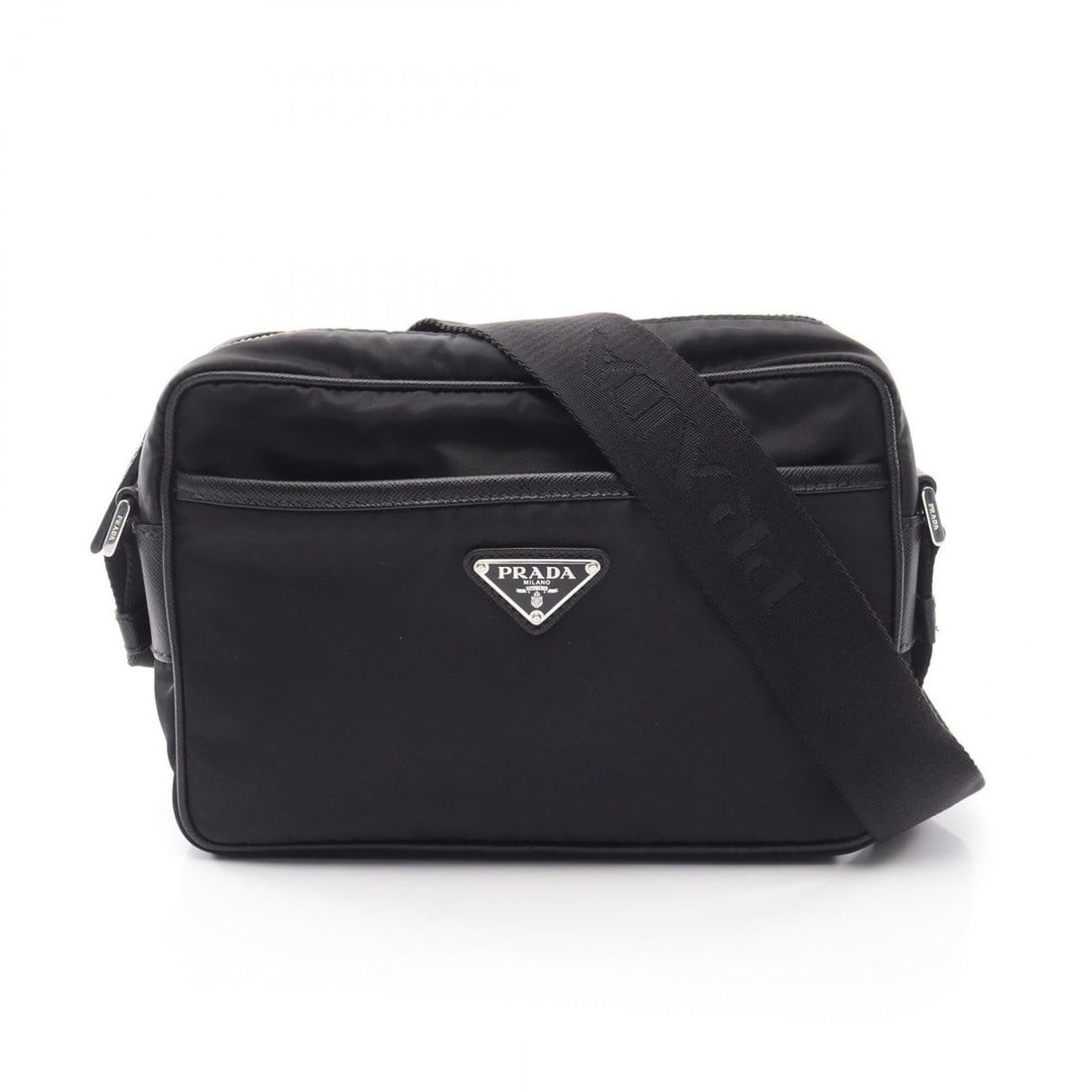Prada TESSUTO+SAFFI Shoulder Bag/Handbag, Nylon & Saffiano Leather, Men's Women's, Black, 2VH048: --- Catalog ---Category: SizeSize (HxWxD): 17cm x 23cm x 6cm / 6.69'' x 9.05'' x 2.36''Category: DesignType: Handbag, Shoulder bagColor: BlackGender: Men,WomenMaterial: Nylon , Leather Leather/Fur Typ