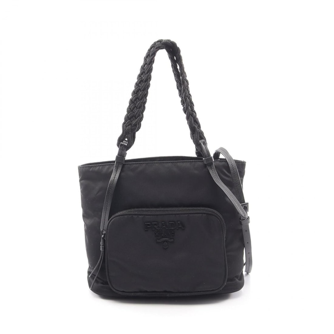 Prada TESSUTO+PASSAMA 2-Way Handbag, Nylon, Women's, Black, 1BA207: --- Catalog ---Category: SizeSize (HxWxD): 19cm x 22cm x 11cm / 7.48'' x 8.66'' x 4.33''Category: DesignType: HandbagColor: BlackGender: WomenMaterial: Nylon Category: GeneralMPN: 1BA207Brand: Prada--
