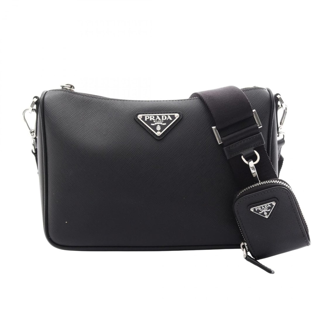 Prada SAFFIANO TRAVEL Shoulder Bag/Handbag, Saffiano Leather, Men's/Women's, Black, 2VH113: --- Catalog ---Category: SizeSize (HxWxD): 16.5cm x 23.5cm x 5.5cm / 6.49'' x 9.25'' x 2.16''Category: DesignType: Handbag, Pouch, Shoulder bag, Weekend bagColor: BlackGender: Men,WomenMaterial: Leath