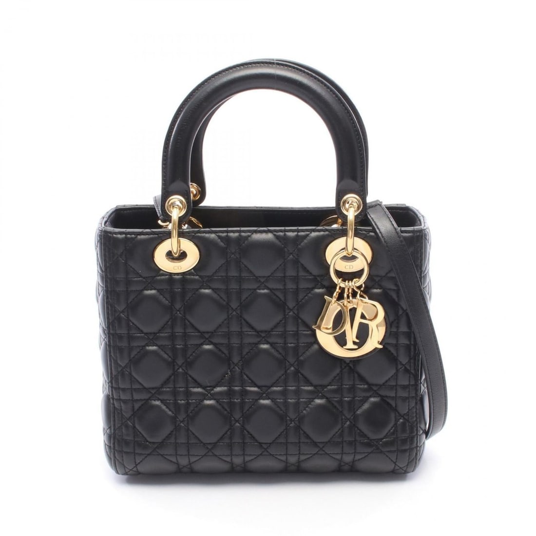 Christian Dior Dior LADY DIOR 2-Way Handbag, Leather, Women's, Black: --- Catalog ---Category: SizeSize (HxWxD): 20cm x 24cm x 11cm / 7.87'' x 9.44'' x 4.33''Category: DesignType: HandbagColor: BlackGender: WomenMaterial: Leather Category: GeneralBrand: Christian Dior--