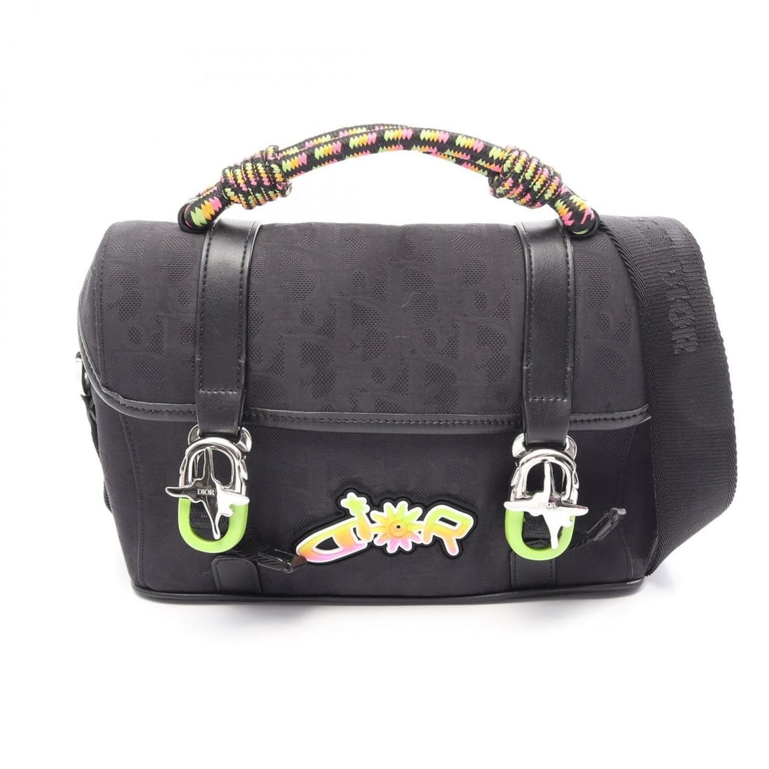 Christian Dior Dior Christian x Lewis Hamilton Hit the Road Messenger Bag, 2-Way Shoulder: --- Catalog ---Category: SizeSize (HxWxD): 19cm x 24cm x 7cm / 7.48'' x 9.44'' x 2.75''Category: DesignType: Handbag, Messenger bag, Shoulder bagColor: Black, Multi-colorGender: MenMaterial: Canvas , 