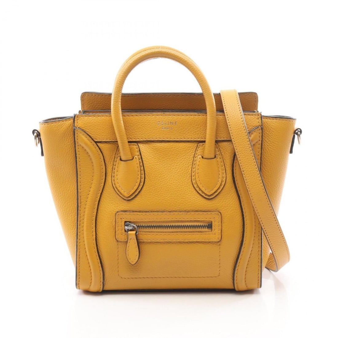 Celine Luggage Nano Shopper 2-Way Handbag, Leather, Women's, Yellow (168243): --- Catalog ---Category: SizeSize (HxWxD): 20cm x 20cm x 9cm / 7.87'' x 7.87'' x 3.54''Category: DesignType: HandbagColor: YellowGender: WomenMaterial: Leather Category: GeneralMPN: 168243Brand: Celin