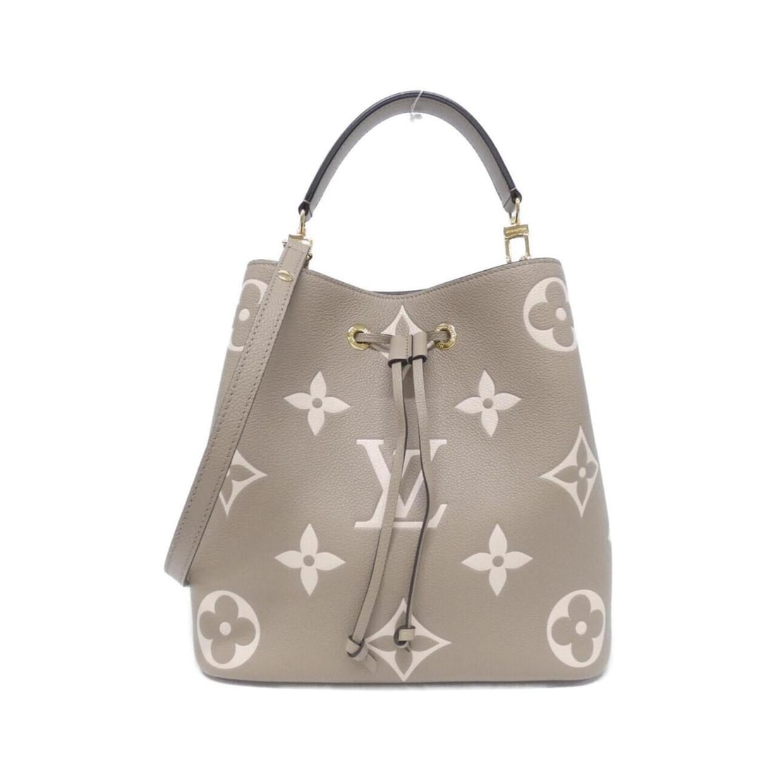 Louis Vuitton Bicolor Monogram Empreinte Neo Noe MM M45555 Shoulder Bag: --- Catalog ---Category: SizeSize (HxWxD): 26cm x 26cm x 17cm / 10.23'' x 10.23'' x 6.69''Category: DesignType: Shoulder bagColor: Beige, TourterelleGender: WomenMaterial: Leather Leather/Fur Type: Ca