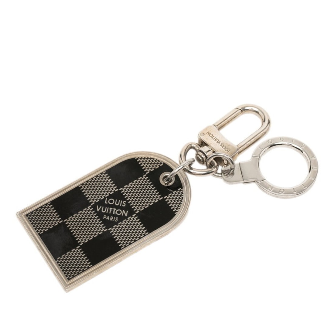 Louis Vuitton Damier Porte Clés Adresse Accessory Bag Charm Keychain M65770 Silver Black Metal: --- Catalog ---Category: DesignType: KeyringColor: Black, SilverGender: WomenMaterial: MetalCategory: GeneralLine: DamierBrand: Louis Vuitton--- Item List ---Section: ConditionRanking: Rank AB Used -