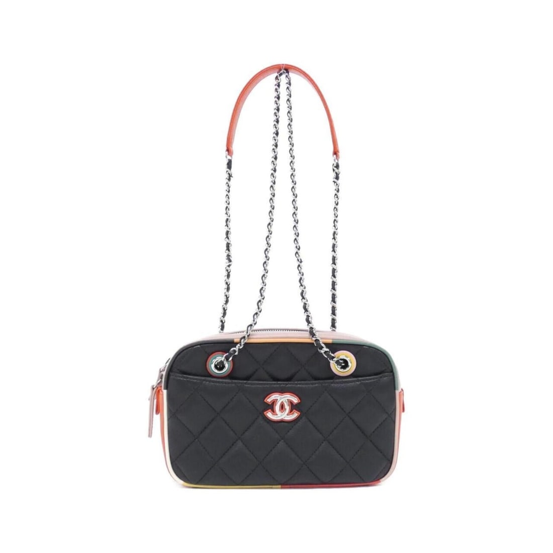 Chanel shoulder bag: --- Catalog ---Category: SizeSize (HxWxD): 13cm x 21cm x 6.5cm / 5.11'' x 8.26'' x 2.55''Category: DesignType: Shoulder bagColor: Black, Multi-colorGender: WomenCategory: GeneralBrand: Chanel--- Item