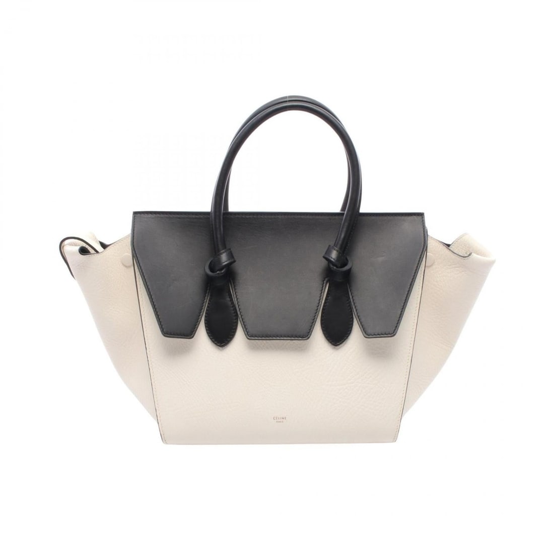 Celine Tie Knot Mini Handbag, Leather, Women's, White/Black: --- Catalog ---Category: SizeSize (HxWxD): 24cm x 24.5cm x 17.5cm / 9.44'' x 9.64'' x 6.88''Category: DesignType: HandbagColor: Black, WhiteGender: WomenMaterial: Leather Category: GeneralBrand: Celin
