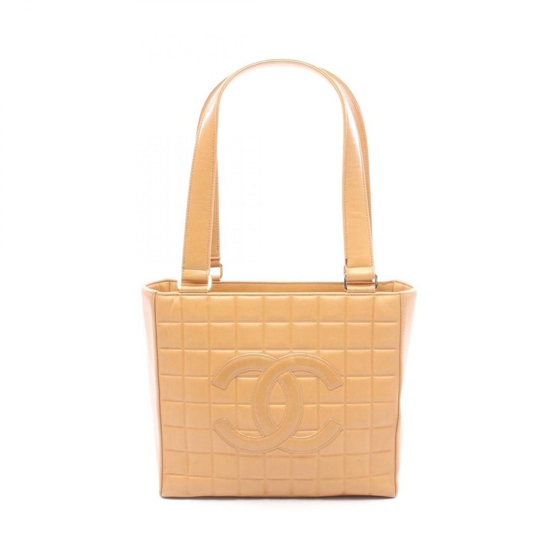 Chanel Chocolate Bar Tote Bag/Handbag, Lambskin Leather, Women's, Beige: --- Catalog ---Category: SizeSize (HxWxD): 22cm x 24.5cm x 8cm / 8.66'' x 9.64'' x 3.14''Category: DesignType: Handbag, Tote bagColor: BeigeGender: WomenMaterial: Leather Hardware Color: GoldLeather/F