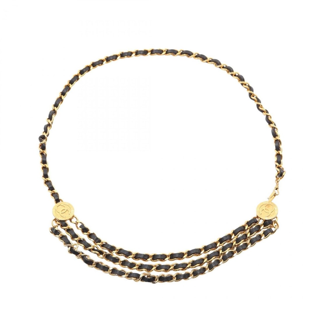 Chanel Coco Mark Chain Belt Leather GP Women's Black/Gold: --- Catalog ---Category: SizeLength: 91cm / 35.82''Category: DesignType: Chain beltColor: Black, GoldGender: WomenMaterial (Strap): Leather Category: GeneralBrand: Chanel--- Item List ---Section: Cond