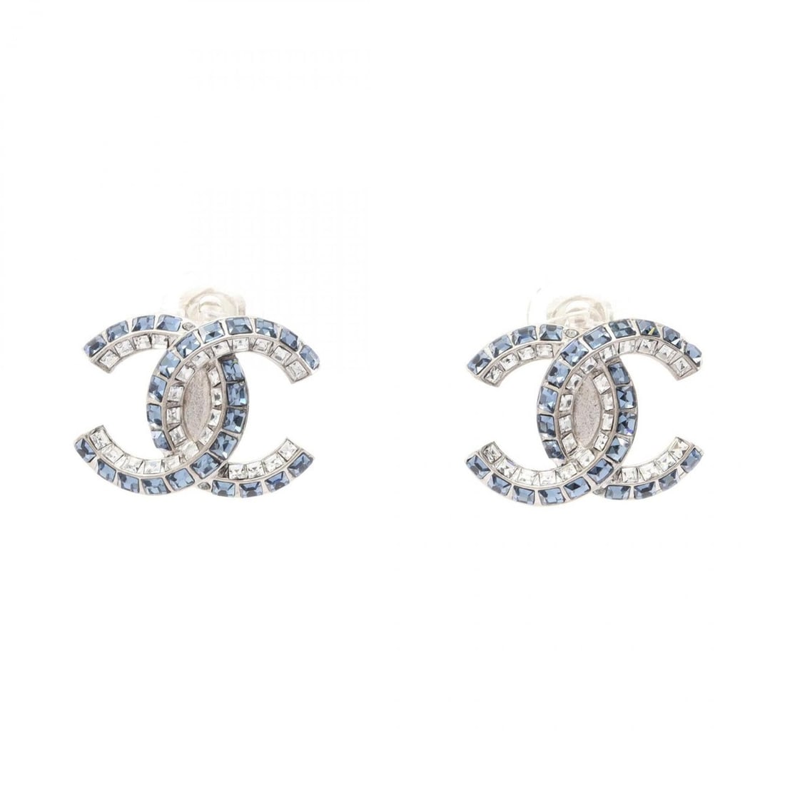 Chanel Coco Mark Earrings, Stainless Steel with Rhinestones, Women's, Silver, Clear, Blue, F19P: --- Catalog ---Category: SizeSize (HxWxD): 16.00mm x 21.00mm / 0.63'' x 0.83''Category: DesignType: Clip earringsColor: Blue, Clear, SilverGender: WomenMaterial: Rhinestone, Stainless steelCategory: G