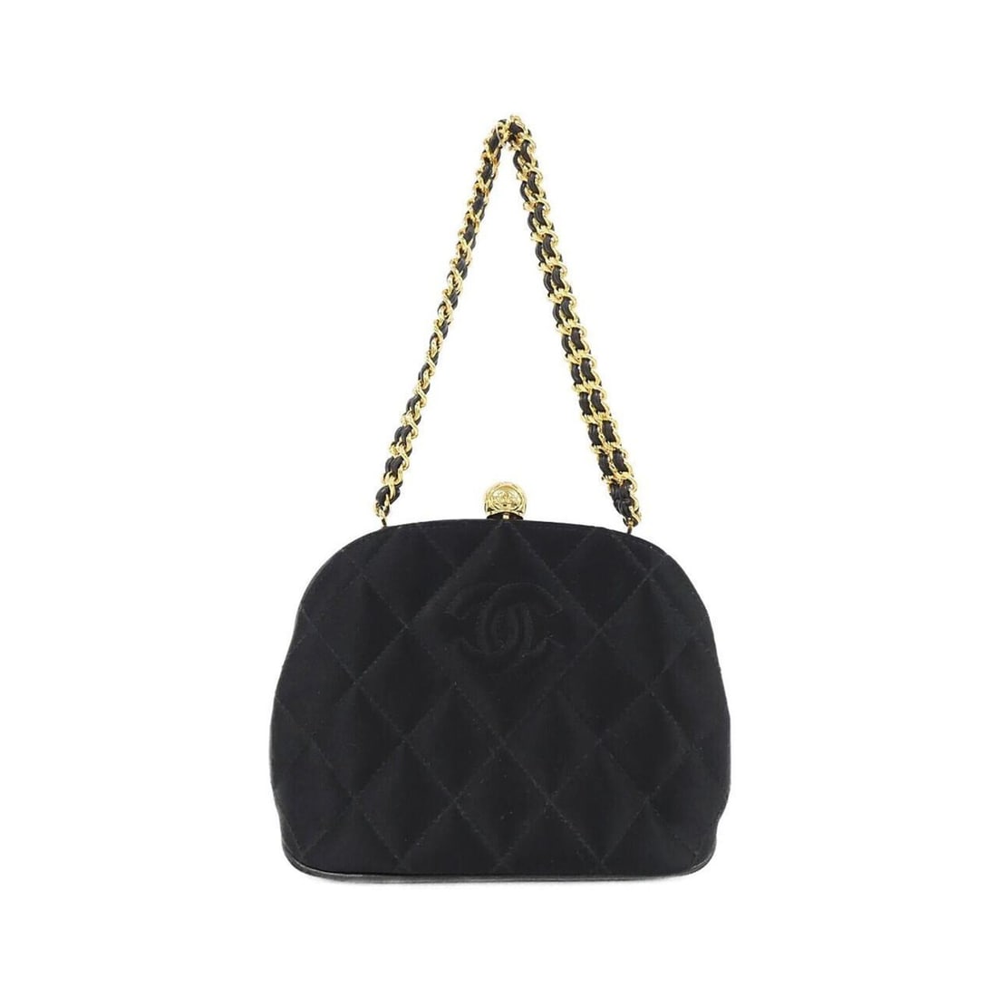 Chanel handbag: --- Catalog ---Category: SizeSize (HxWxD): 12cm x 18cm x 4.5cm / 4.72'' x 7.08'' x 1.77''Category: DesignType: HandbagColor: BlackGender: WomenMaterial: Satin Category: GeneralBrand: Chanel--- Item