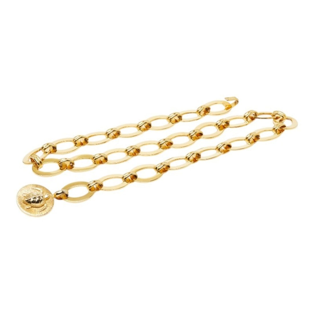 Chanel Turtle Motif Chain Belt, Gold Plated, Women's CHANEL: --- Catalog ---Category: SizeWidth: 2.5cm / 0.98''Length: 84.7cm / 33.34''Category: DesignType: Chain beltColor: GoldGender: WomenCategory: GeneralBrand: Chanel--- Item List ---Section: ConditionRanki