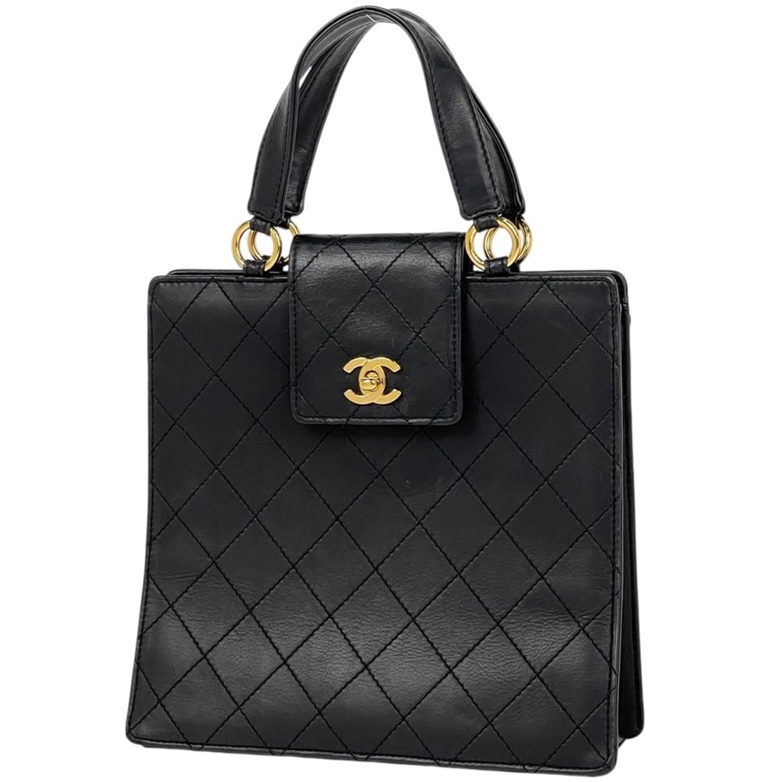 Chanel Coco Mark Handbag, Matelassé Leather, Black, Women's: --- Catalog ---Category: SizeSize (HxWxD): 24cm x 25cm x 8.5cm / 9.44'' x 9.84'' x 3.34''Category: DesignType: HandbagColor: BlackGender: WomenMaterial: Leather Category: GeneralLine: MatelasseBrand: 