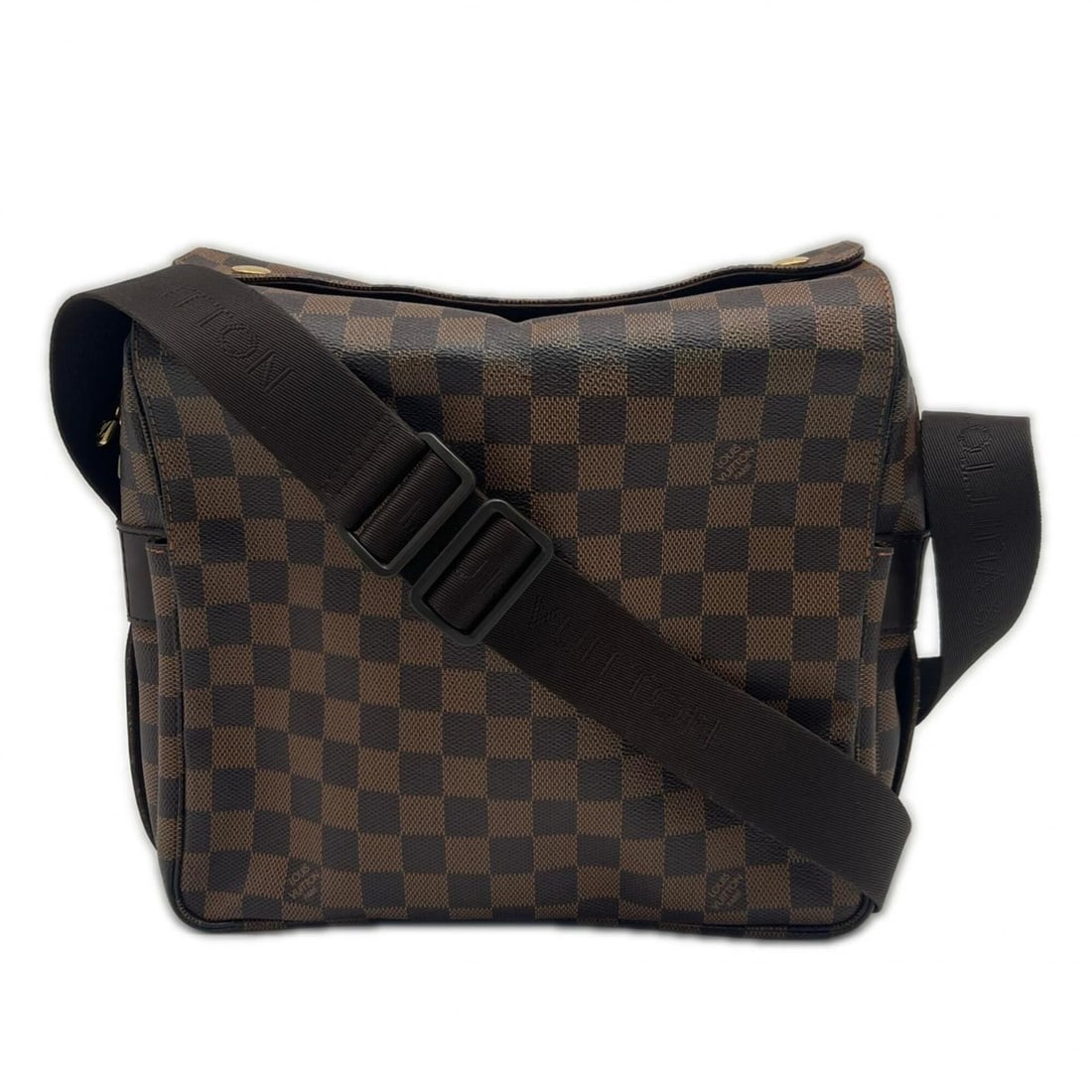 LOUIS VUITTON Damier Naviglio N45255 Shoulder Bag, Brown/Beige Leather, Men's: --- Catalog ---Category: SizeSize (HxWxD): 24cm x 27cm x 12cm / 9.44'' x 10.62'' x 4.72''Category: DesignType: Shoulder bagColor: Beige, Brown, Damier CanvasGender: MenMaterial: Coated canvas ,