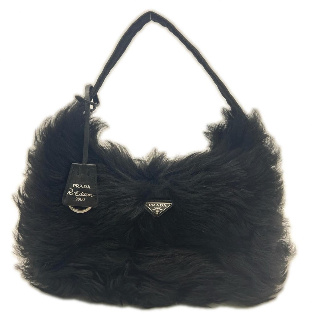 PRADA Prada Sheep Fur Handbag 1NE515 Black Women's: --- Catalog ---Category: SizeSize (HxWxD): 19cm x 28cm x 9cm / 7.48'' x 11.02'' x 3.54''Category: DesignType: HandbagColor: BlackGender: WomenMaterial: Fur Category: GeneralMPN: 1NE515Brand: PradaCoun