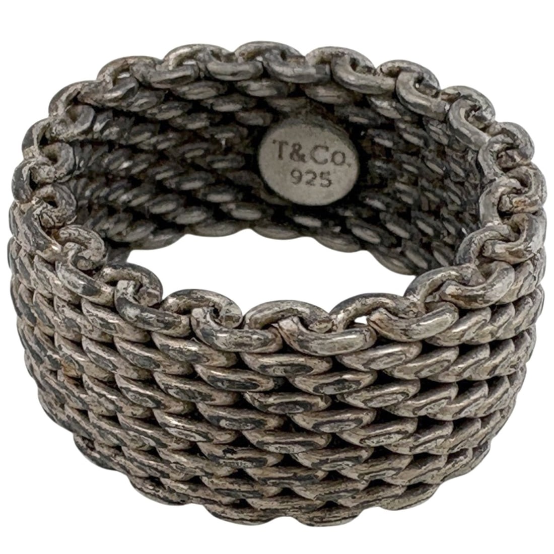 Tiffany & Co. Somerset Mesh Ring, Sterling Silver 925, Women's Ring: --- Catalog ---Category: SizeJP Size: 14US Size: 7Category: DesignType: Band ringColor: SilverGender: WomenMaterial: Silver 925Category: GeneralBrand: Tiffany--- Item List ---Section: ConditionRanking