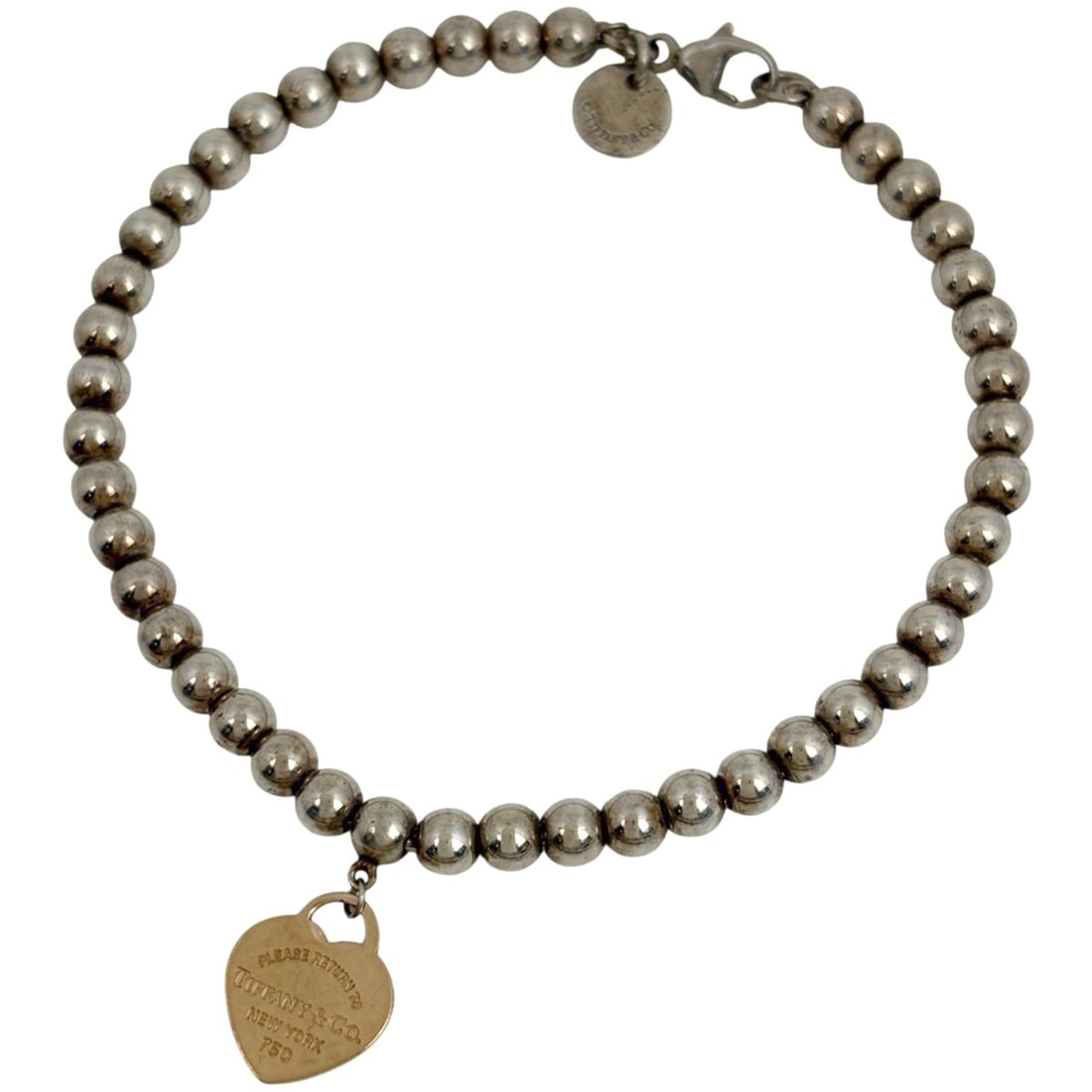 Tiffany & Co. Return to Mini Heart Bracelet with Ball Chain, Sterling Silver 925, Women's. (1 of 20)