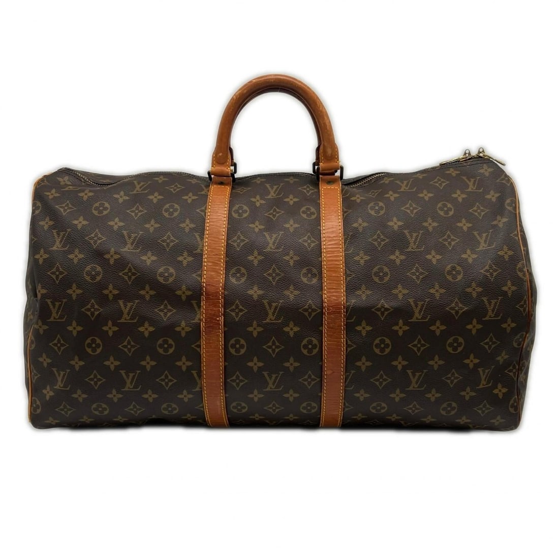 LOUIS VUITTON Louis Vuitton Monogram Keepall 55 M41424 Handbag Boston Bag Brown Beige Leather (1 of 19)