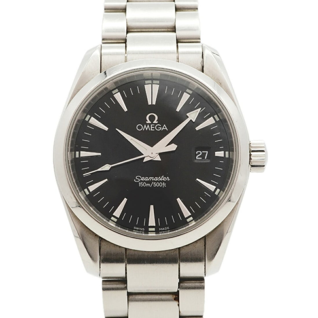 Omega Seamaster Aqua Terra 2518.50 Black Dial Watch (Boys' Size): --- Catalog ---Category: SizeWrist Size: 17cm / 6.69''Case Diameter: 36mm / 1.42''Category: DesignType: WristwatchGender: BoysColor (Dial): BlackMaterial (Band): Stainless steelCategory: GeneralMPN: 2