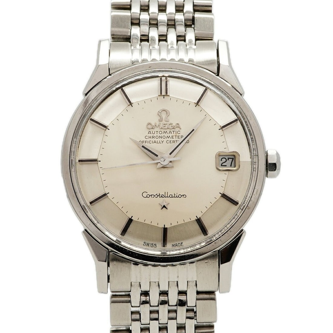 Omega Constellation Date 12-sided 168.005 Silver Dial Men's Watch: --- Catalog ---Category: SizeWrist Size: 17.5cm / 6.88''Case Diameter: 33.7mm / 1.33''Category: DesignType: WristwatchGender: MenColor (Dial): SilverMaterial (Band): Stainless steelCategory: GeneralMP