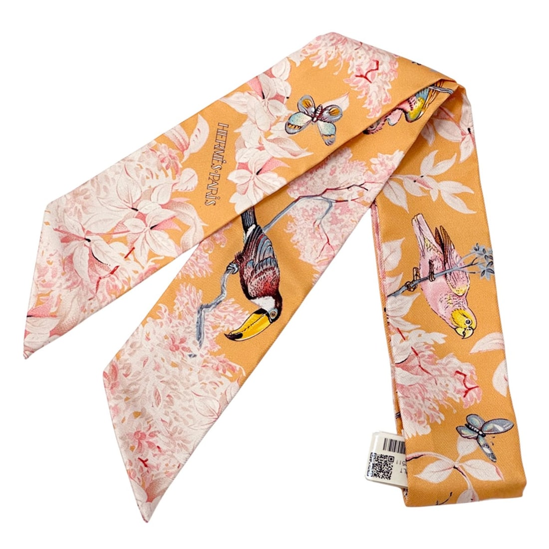 Hermes HERMES Scarf Muffler Twilly EQUATEUR (Equator) Women's Brand Silk Apricot Cream Multicolor: --- Catalog ---Category: SizeSize (LxW): 5cm x 86cm / 1.96'' x 33.85''Category: DesignType: ScarfColor: Multi-colorGender: WomenMaterial: Silk Category: GeneralLine: TwillyBrand: HermesCountry of Orig