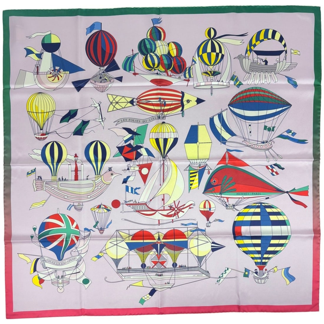Hermes Carre 90 LES FOLIES DU CIEL (Madness of the Sky) Scarf/Muffler, Silk, Pink, Multicolor,: --- Catalog ---Category: SizeSize (LxW): 88cm x 90cm / 34.64'' x 35.43''Category: DesignType: ScarfColor: Multi-color, PinkGender: WomenMaterial: Silk Category: GeneralBrand: Hermes--- Item List ---Se