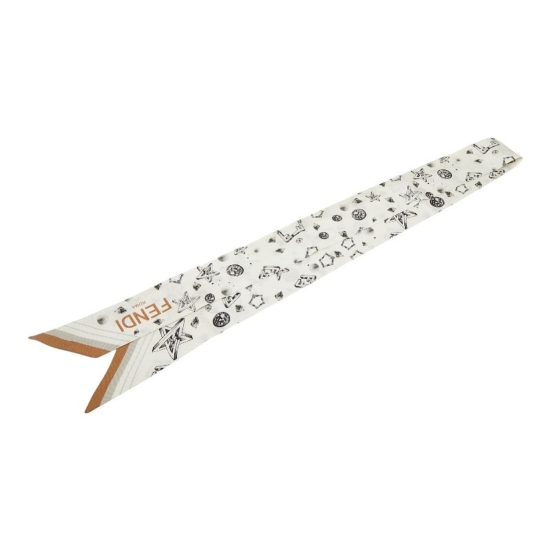 Fendi Rappie Bandeau Scarf/Muffler, White/Gray Silk, Women's FENDI: --- Catalog ---Category: SizeSize (LxW): 1.2m x 5cm / 47.24'' x 1.96''Category: DesignType: ScarfColor: Gray, WhiteGender: WomenMaterial: Silk Category: GeneralBrand: Fendi--- Item List ---Section: