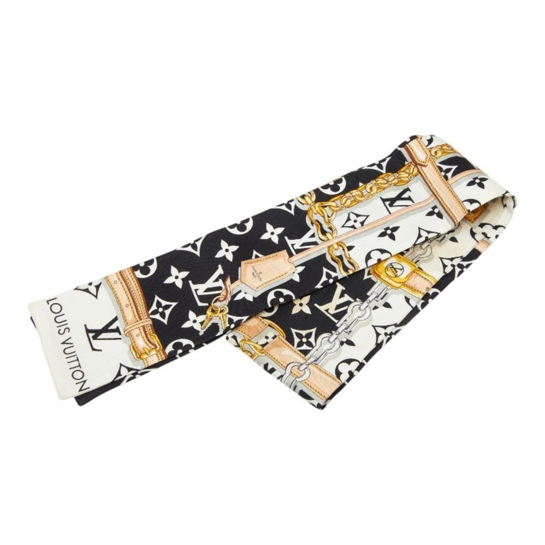 Louis Vuitton Bandeau Monogram Confidential Twilly Scarf M78656 Black White Silk Women's LOUIS: --- Catalog ---Category: SizeSize (LxW): 1.17m x 8cm / 46.25'' x 3.14''Category: DesignType: ScarfColor: Black, WhiteGender: WomenMaterial: Silk Category: GeneralLine: MonogramBrand: Louis Vuitton--- 