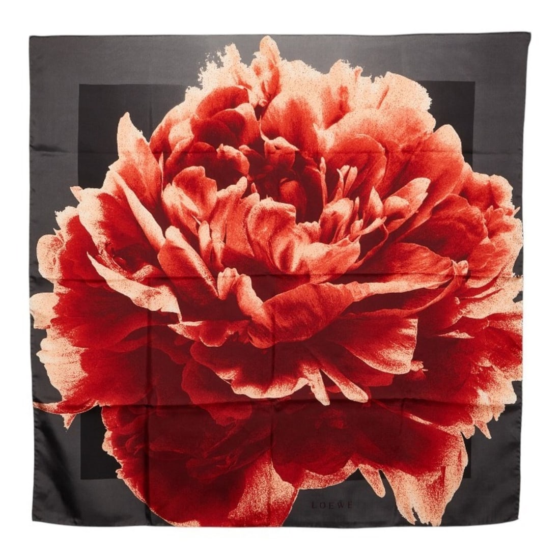 Loewe Peony Print Scarf/Muffler, Gray/Red, Silk, Women's (1 of 17)