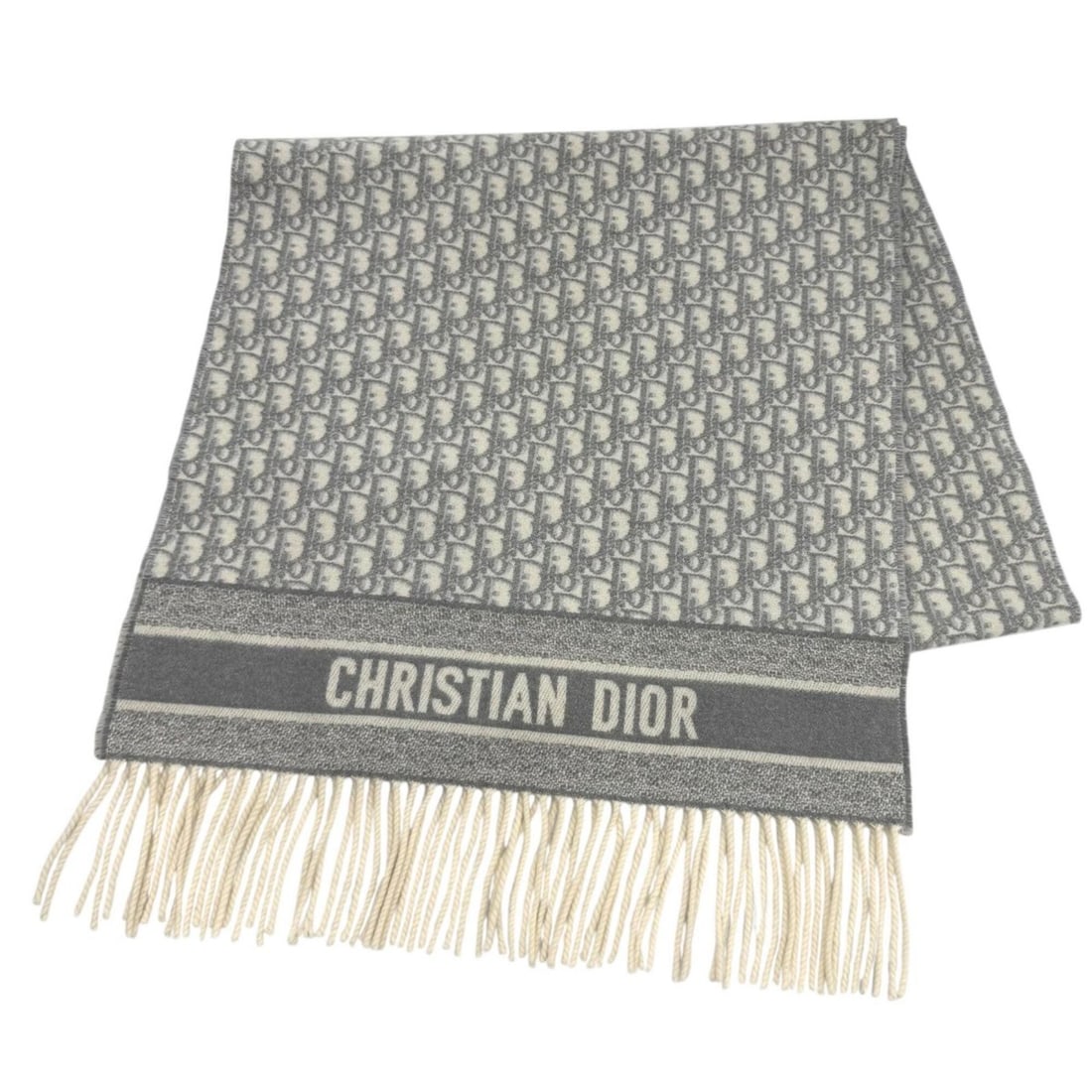 Christian Dior 01CDO309I093 Oblique Cashmere Stole/Scarf, Current Model, Logo Design, Fringe, (1 of 14)