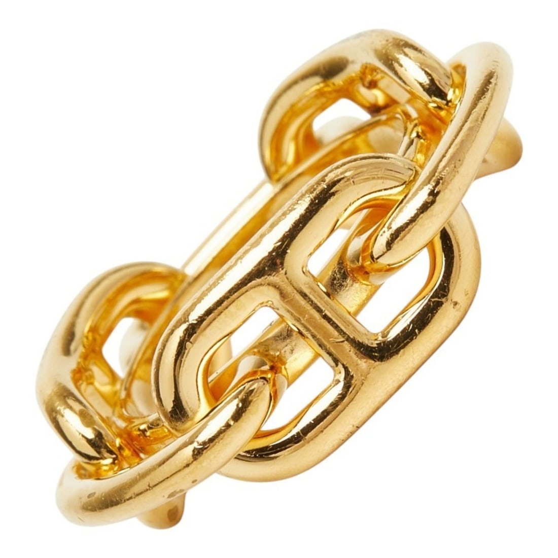 Hermes Chaine d'Ancre Lucadet Legato Scarf Ring, Gold Plated, Women's: --- Catalog ---Category: DesignType: Scarf ringColor: GoldGender: WomenCategory: GeneralBrand: HermesCategory: Physical PropertiesSize (HxWxD): 2cm x 1.02cm / 0.78'' x 0.4''--- Item List ---Section: C
