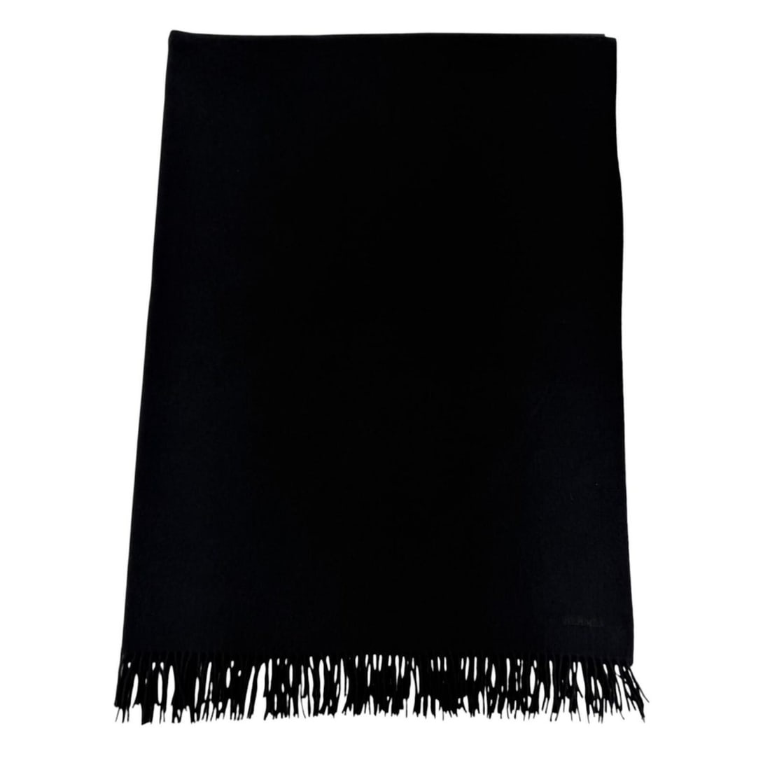 HERMES Cashmere Wool Logo Embroidered Fringe Extra Large Stole/Scarf/Blanket/Shawl Black Women's (1 of 8)