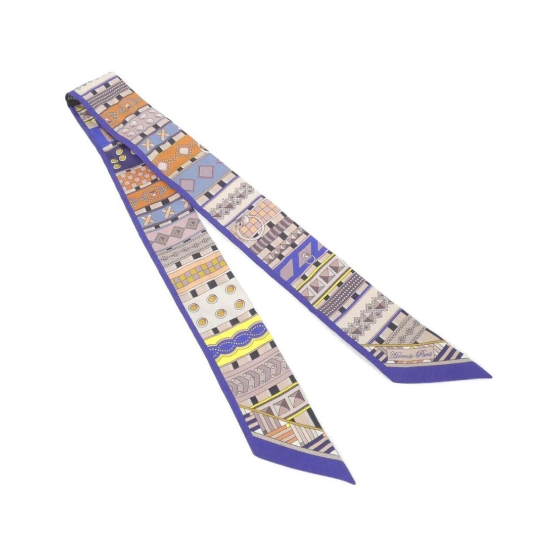 Hermes Twilly Scarf Muffler: --- Catalog ---Category: SizeSize (LxW): 5cm x 86cm / 1.96'' x 33.85''Category: DesignType: ScarfColor: Blue, Multi-colorGender: WomenMaterial: Silk Category: GeneralBrand: Hermes--- Item List ---Sect