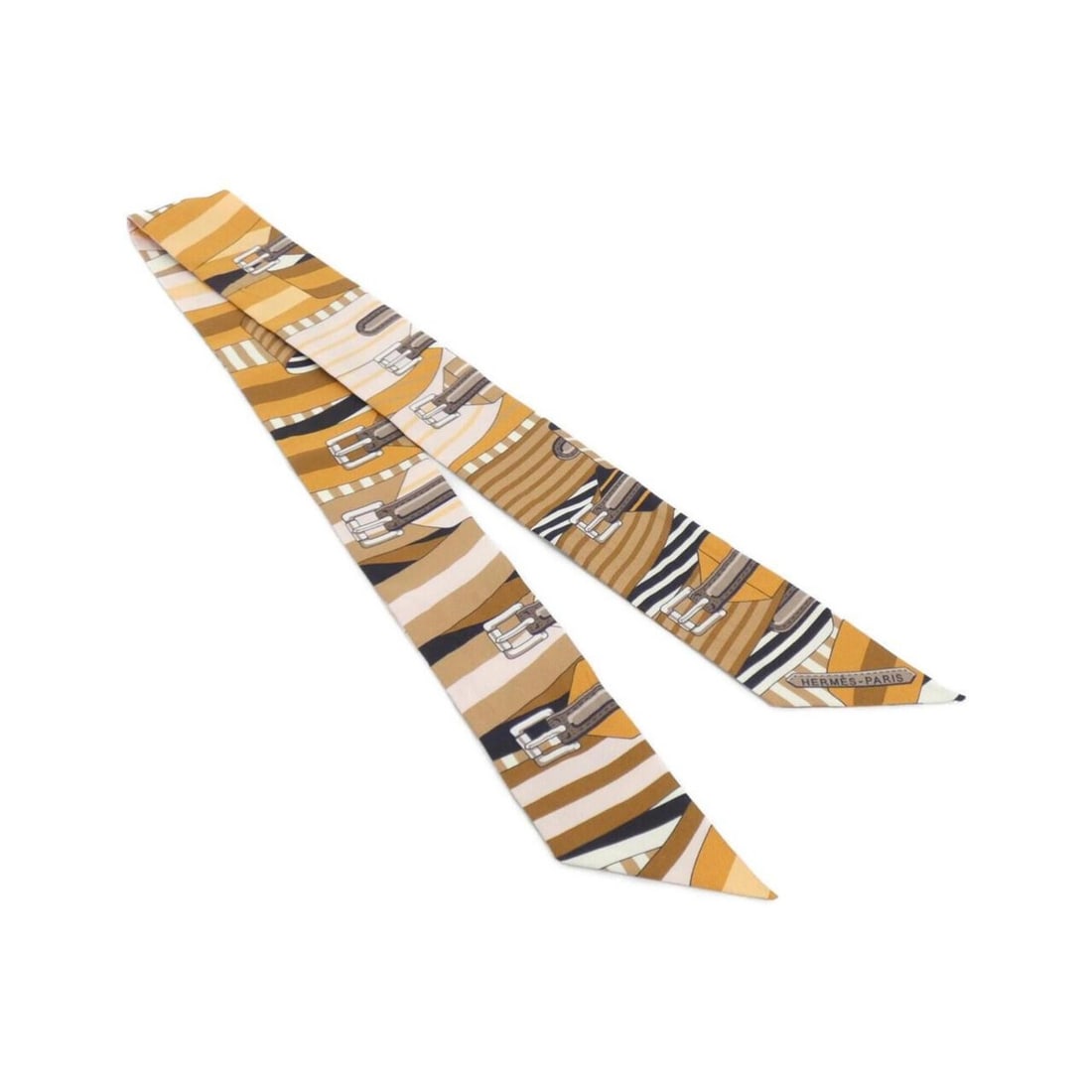 Hermes SANGLES Twilly 601730S Scarf Muffler: --- Catalog ---Category: SizeSize (LxW): 5cm x 86cm / 1.96'' x 33.85''Category: DesignType: ScarfColor: BrownGender: Women,MenMaterial: Silk Category: GeneralMPN: 601730SBrand: Hermes--- Item List ---