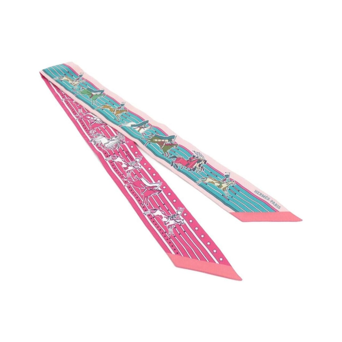 Hermes PANI LA SHAR PAWNEE Twilly 063587S Scarf Muffler: --- Catalog ---Category: SizeSize (LxW): 5cm x 86cm / 1.96'' x 33.85''Category: DesignType: ScarfColor: PinkGender: Women,MenMaterial: Silk Category: GeneralMPN: 063587SBrand: Hermes--- Item List ---S