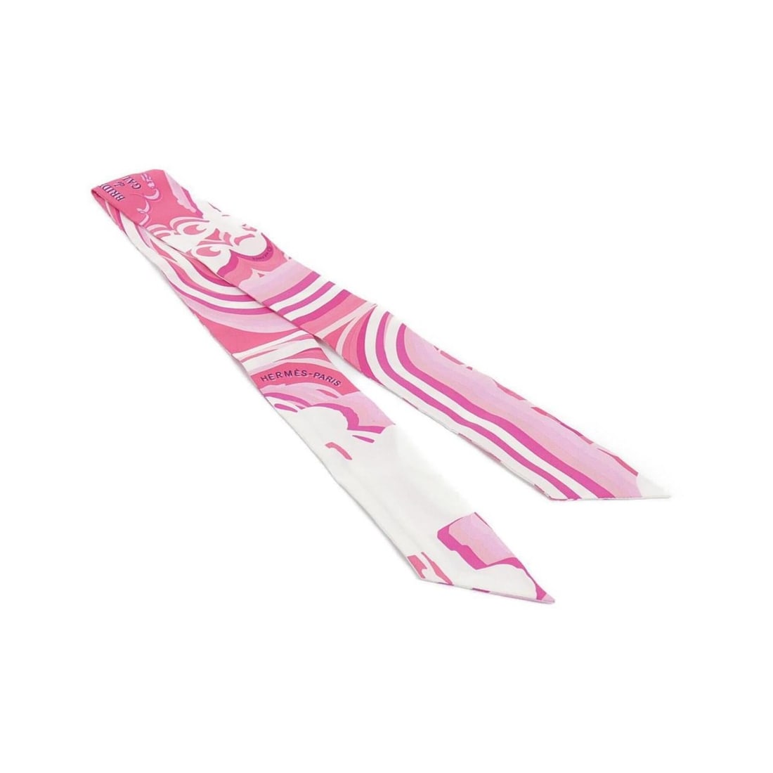 Hermes BRIDES DE GALA SHADOW Twilly 063415S Scarf Muffler: --- Catalog ---Category: SizeSize (LxW): 5cm x 86cm / 1.96'' x 33.85''Category: DesignType: ScarfColor: Fuchsia, Pink, WhiteGender: WomenMaterial: Silk Category: GeneralMPN: 063415SBrand: Hermes--- It