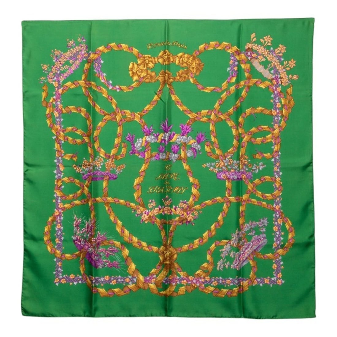 Hermes Carre 90 LE SACRE DU PRINTEMPS (The Rite of Spring) Scarf/Muffler, Green Silk, Women's HERMES: --- Catalog ---Category: SizeSize (LxW): 87.5cm x 87cm / 34.44'' x 34.25''Category: DesignType: ScarfColor: GreenGender: WomenMaterial: Silk Category: GeneralBrand: Hermes--- Item List ---Section: Con