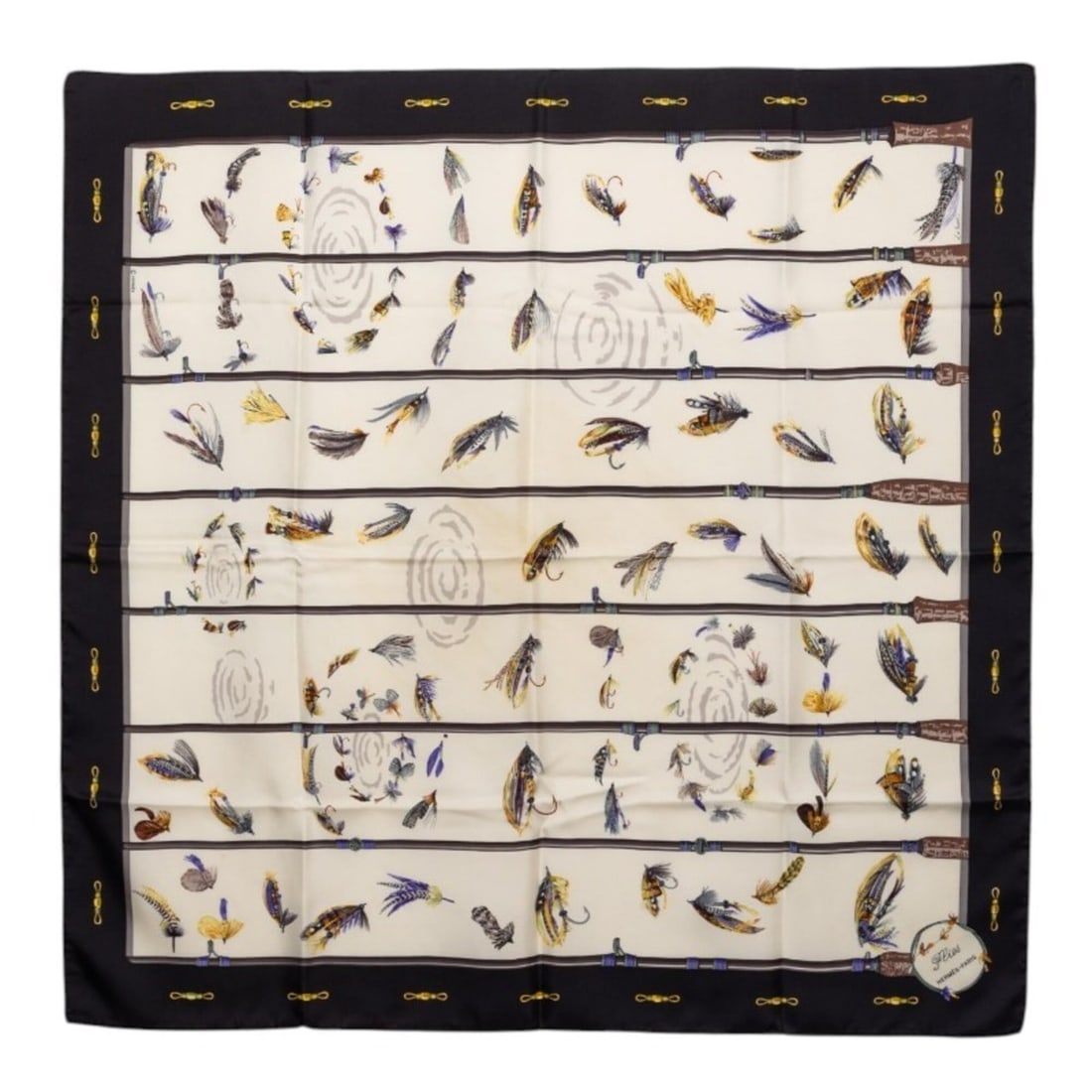 Hermes Carre 90 Flies Scarf Muffler Large Black Multicolor Silk Women's HERMES: --- Catalog ---Category: SizeSize (LxW): 88cm x 90cm / 34.64'' x 35.43''Category: DesignType: ScarfColor: Black, Multi-colorGender: WomenMaterial: Silk Category: GeneralBrand: Hermes--- Item List ---S