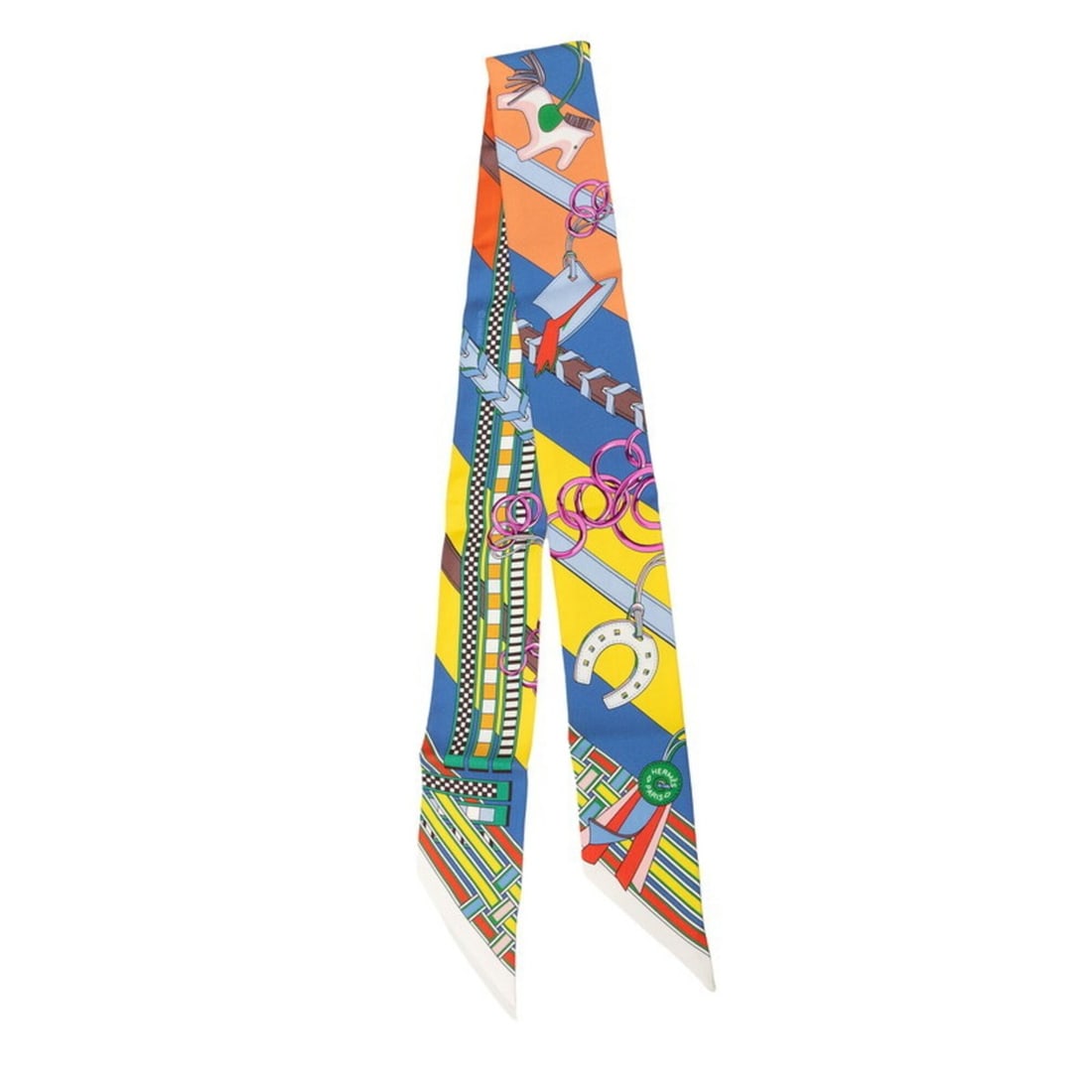 Hermes Twilly Brides et Gris (Horse Bridle and Charm) Scarf/Muffler, Multicolor Silk, Women's HERMES: --- Catalog ---Category: SizeSize (LxW): 86cm x 5cm / 33.85'' x 1.96''Category: DesignType: ScarfColor: Multi-colorGender: WomenMaterial: Silk Category: GeneralBrand: Hermes--- Item List ---Section: C