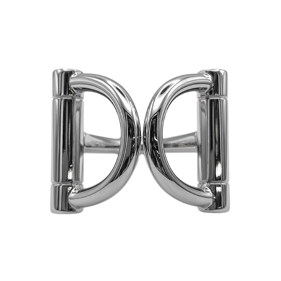 HERMES Double D Mini Scarf Ring Horsebit Metal Silver Men's Women's: --- Catalog ---Category: DesignType: Scarf ringColor: SilverGender: Men,WomenMaterial: Metal Category: GeneralBrand: Hermes--- Item List ---Section: ConditionRanking: Rank A Used - A few traces of usa