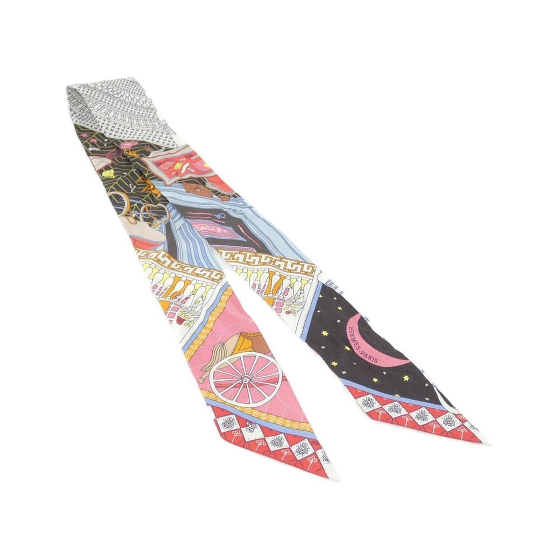 Hermes OBJETS DE CURIOSITE Twilly 063757S Scarf Muffler: --- Catalog ---Category: SizeSize (LxW): 5cm x 86cm / 1.96'' x 33.85''Category: DesignType: ScarfColor: Multi-color, PinkGender: Women,MenMaterial: Silk Category: GeneralMPN: 063757SBrand: Hermes--- I