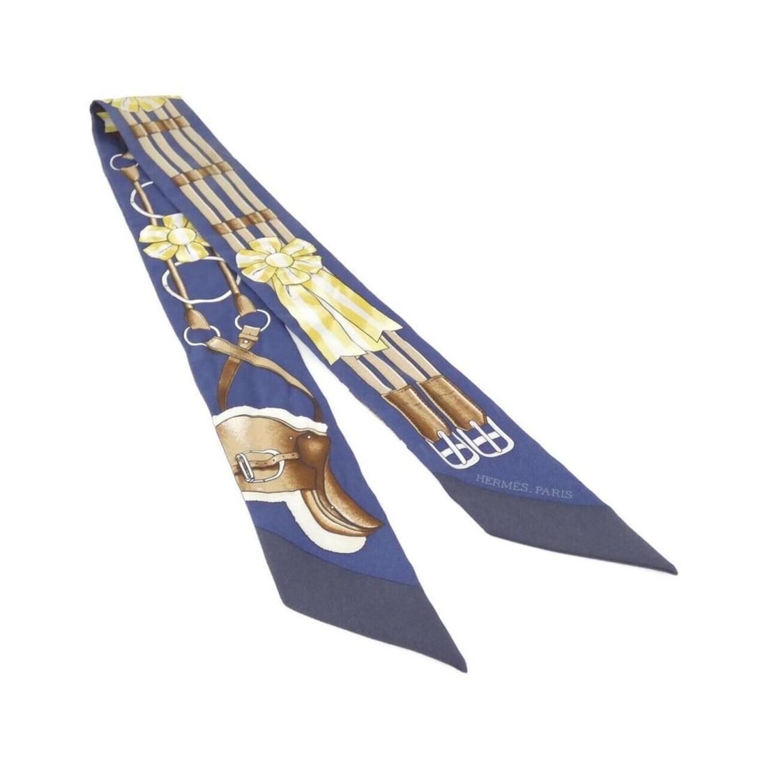 Hermes JUMPING Twilly 061526S Scarf Muffler: --- Catalog ---Category: SizeSize (LxW): 5cm x 86cm / 1.96'' x 33.85''Category: DesignType: ScarfColor: Blue, GoldGender: Women,MenMaterial: Silk Category: GeneralMPN: 061526SBrand: Hermes--- Item Lis