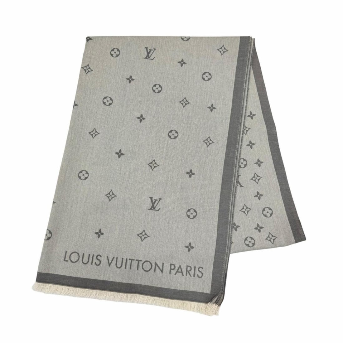 LOUIS VUITTON (Louis Vuitton) 2024 model M79737 All About Monogram 100% Cotton Fringed Stole/Scarf,: --- Catalog ---Category: SizeSize (LxW): 1.97m x 69cm / 77.55'' x 27.16''Category: DesignType: StoleColor: GrayGender: MenMaterial: Cotton Category: GeneralMPN: M79737Brand: Louis VuittonCountry of Or