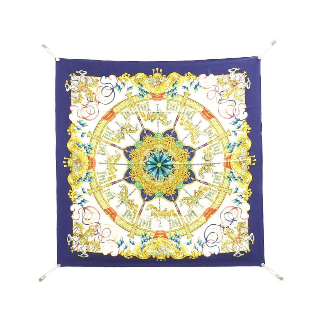 Hermes LUNAPARK Carre Scarf Muffler: --- Catalog ---Category: SizeSize (LxW): 90cm x 90cm / 35.43'' x 35.43''Category: DesignType: ScarfColor: Gold, WhiteGender: WomenMaterial: Silk Category: GeneralBrand: Hermes--- Item List