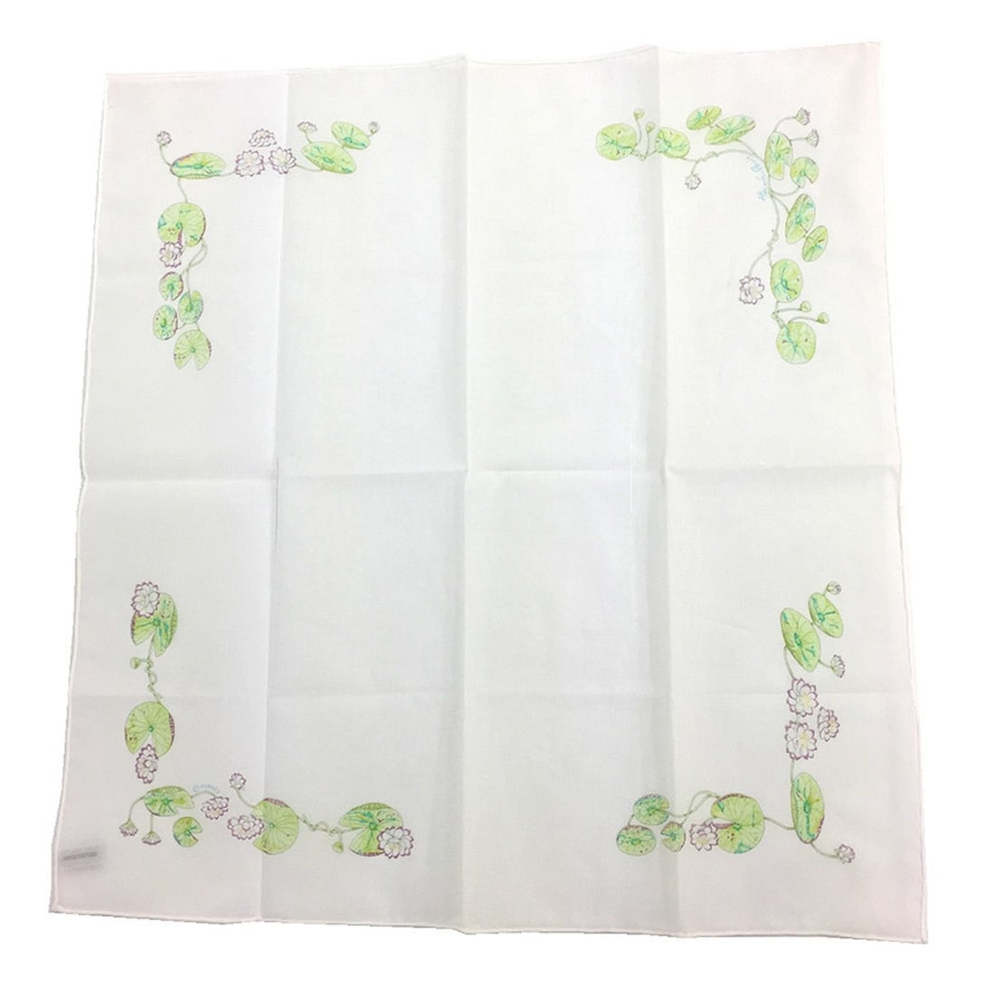 HERMES handkerchief/petit scarf, 100% cotton, "Un jardin sur le nil" (A Garden on the Nile), lotus: --- Catalog ---Category: SizeSize (LxW): 43cm x 43cm / 16.92'' x 16.92''Category: DesignType: HandkerchiefColor: WhiteGender: Men,WomenMaterial: Cotton Category: GeneralBrand: HermesCountry of Origin: