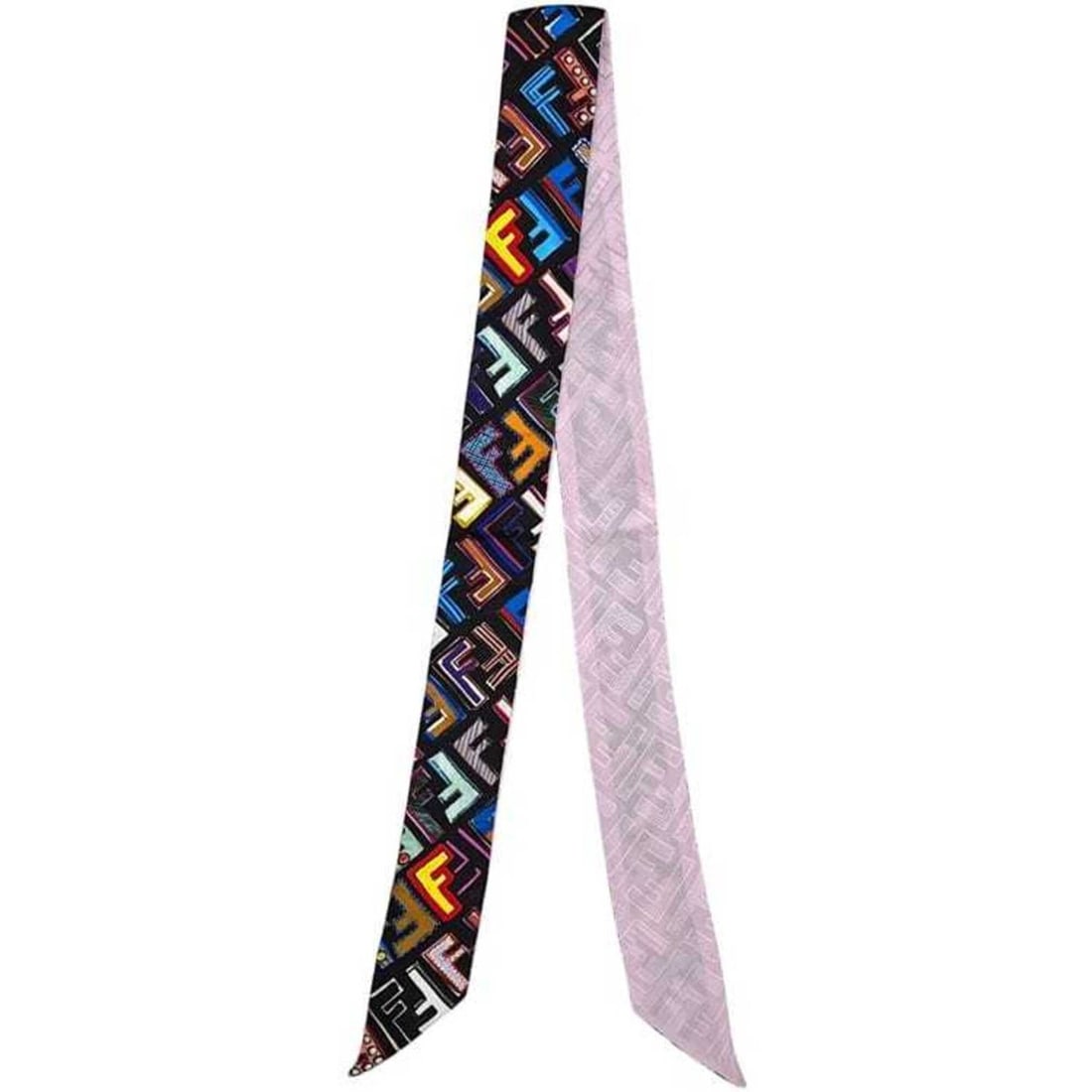 Fendi Ribbon Long Scarf, Rappie, Black, Multicolor, Pink, Zucca FF Silk FENDI: --- Catalog ---Category: SizeSize (LxW): 1.17m x 5cm / 46.06'' x 1.96''Category: DesignType: ScarfColor: Black, Multi-color, PinkGender: WomenMaterial: Silk Category: GeneralBrand: Fendi--- Item List 